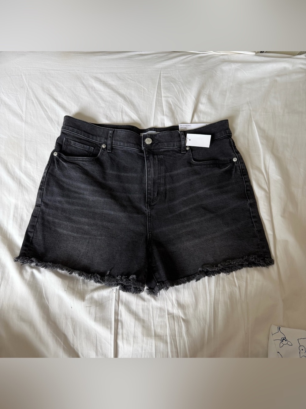 Loft the cut off Black High-Rise Frayed Hem Denim Shorts